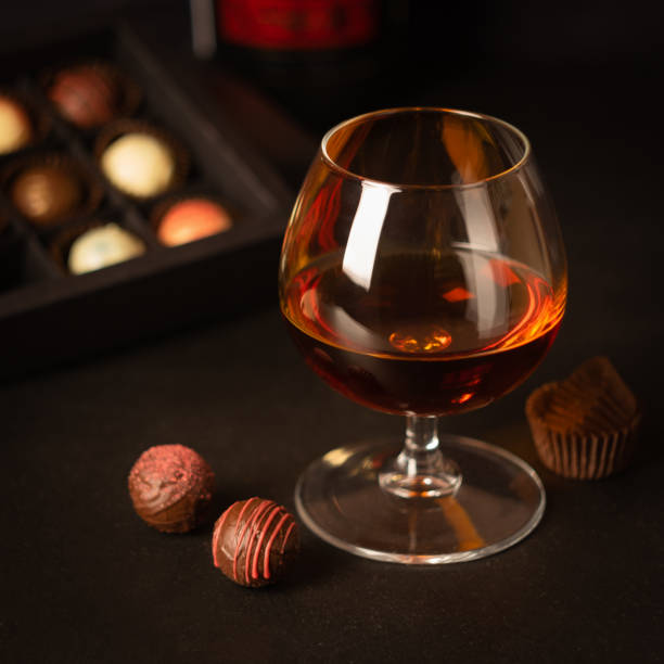 Glass of Bourbon and truffles